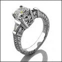 Adjustable Engagement Rings with a Flexible Band and a Princess - Cut Center DiamondEngagement 1 Ct Round Tapered Baguettes in Channel Engraved Shank Cubic Zirconia Cz Ring