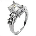 Three - Stone Engagement Rings Symbolizing Love's Past, Present, and Future with Asscher - Cut DiamondsEngagement Radiant 2 Ct Step channel Cubic Zirconia Cz Ring