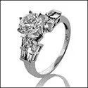 Vintage - Inspired Engagement Rings with Filigree Work and Emerald - Cut Center StoneEngagement Round 1 Ct Center Baguettes Cubic Zirconia Cz Ring