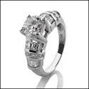 Solitaire Engagement Rings with a High - Clarity Round Diamond and Tapered BandEngagement Round 1 Ct Center Channel Baguettes Cubic Zirconia Cz Ring