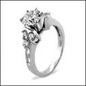 Adjustable Engagement Rings with a Flexible Band and a Princess - Cut Center DiamondEngagement Round 1 Ct Center channeled Cubic Zirconia Cz Ring