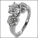 Emerald Cut Engagement Rings with Platinum Gallery and Split Shank DesignEngagement Round 1 Ct Cubic Zirconia flower style Cubic Zirconia Cz Ring