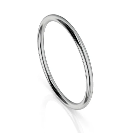 Stackable Wedding Bands in Sterling Silver with Enamel Inlays for a Colorful and Versatile OptionFull Round Comfort Fit Wedding Ring (AR) - Platinum