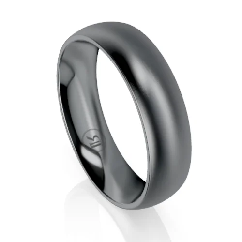 Matte - Black Ceramic Wedding Bands with a Polished Edge for a Sleek and Modern AppearanceHigh Dome Comfort Fit Tantalum Wedding Ring (AD)