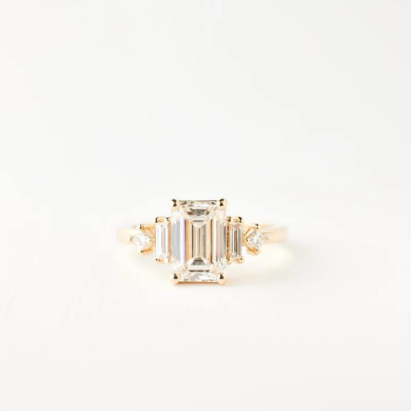 Marquise Cut Engagement Rings with a Channel - Set Diamond BandJosie Ring - 1.83 Carat Emerald Cut Lab Diamond