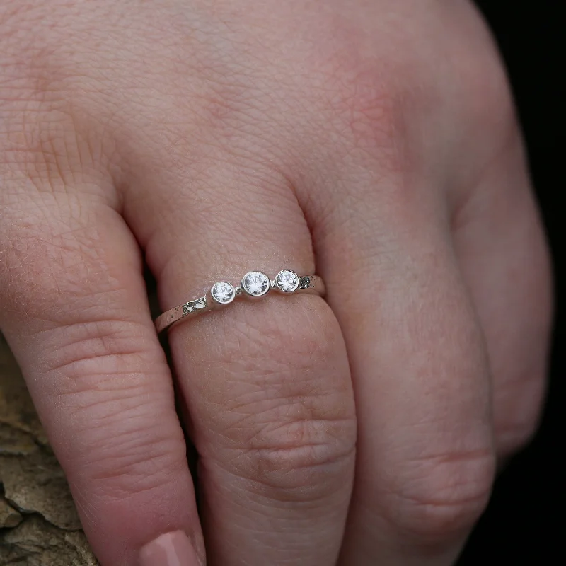 Solitaire Engagement Rings with a High - Clarity Round Diamond and Tapered BandMatrix Trilogy Ring in Sterling Silver