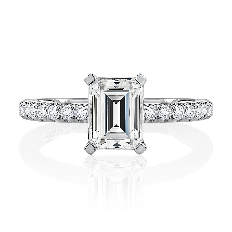 Art Deco Engagement Rings with Geometric Patterns and Baguette - Cut Diamond AccentsDiamond Semi Mount Ring | 14k White (1.00ct Head)