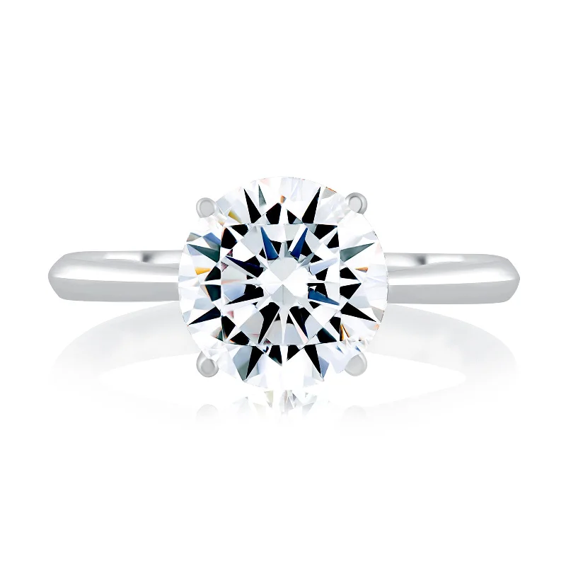 Solitaire Engagement Rings with a High - Clarity Round Diamond and Tapered BandDiamond Semi Mount Ring | 14k White (2.00ct Head)