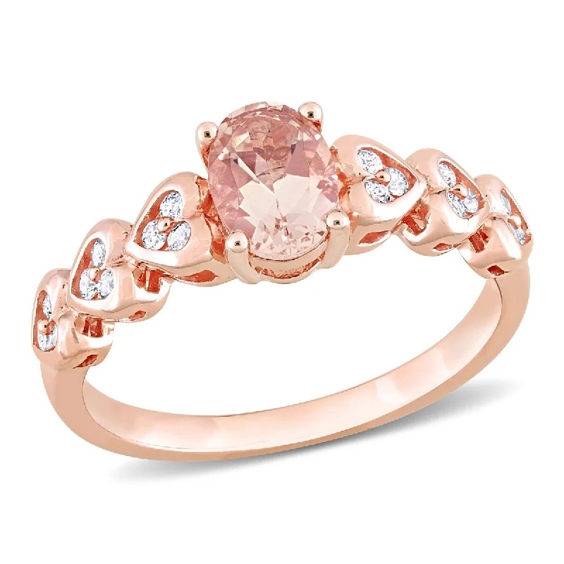 Peridot Gemstone Rings in 14K Gold - Filled Metal with a Pave - Set Band for a Sparkling LookMiadora 7/8ct TGW Oval Morganite White Topaz Engagement Ring in 10k Rose Gold