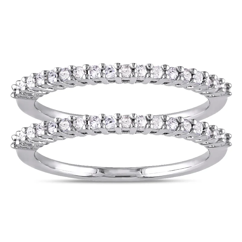 Men's Tungsten Carbide Wedding Bands with a Matte Finish and Grooved Details for a Modern and Durable OptionMiadora Sterling Silver Diamond Stackable Semi-eternity Ring Set