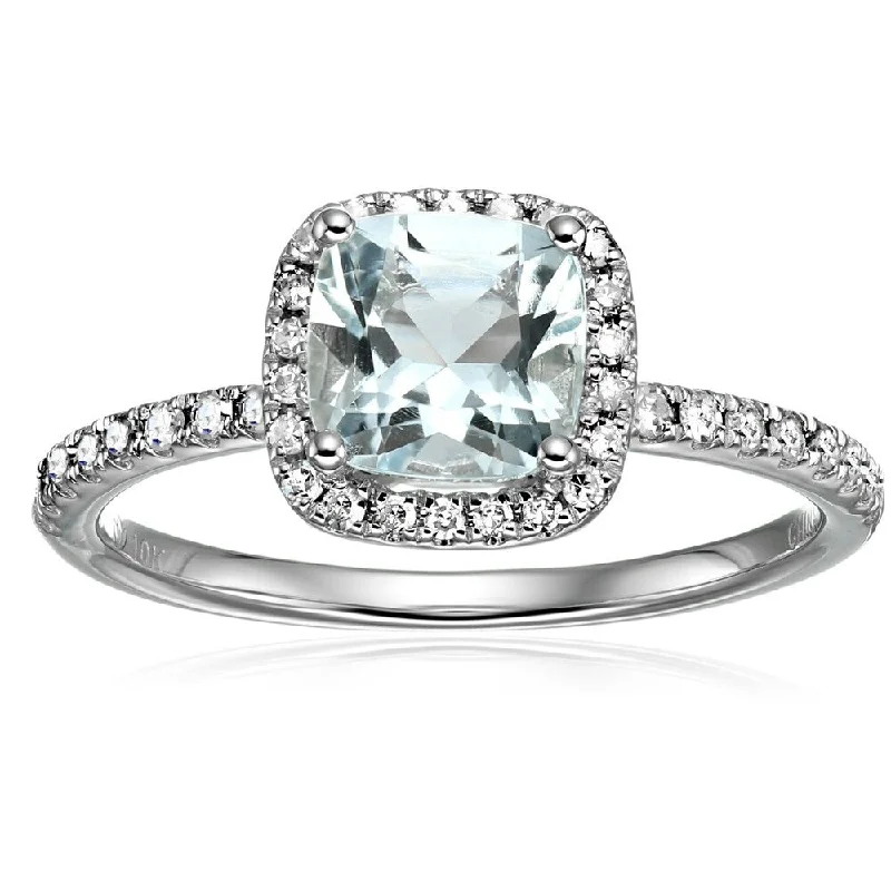 Alexandrite Gemstone Rings in Platinum with a Hidden Halo for a Rare and Luxurious PiecePincore 10k White Gold Aquamarine and Diamond Cushion Halo Engagement Ring