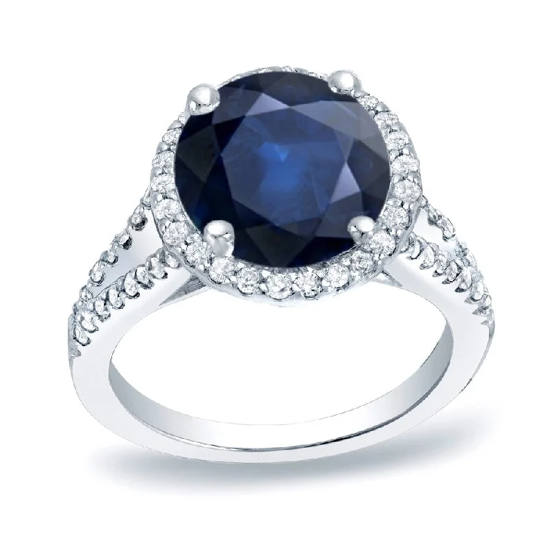 Alexandrite Gemstone Rings in Platinum with a Hidden Halo for a Rare and Luxurious PiecePlatinum Round 1 1/5ct Sapphire and 1/2ct TDW Diamond Halo Engagement Ring by Auriya