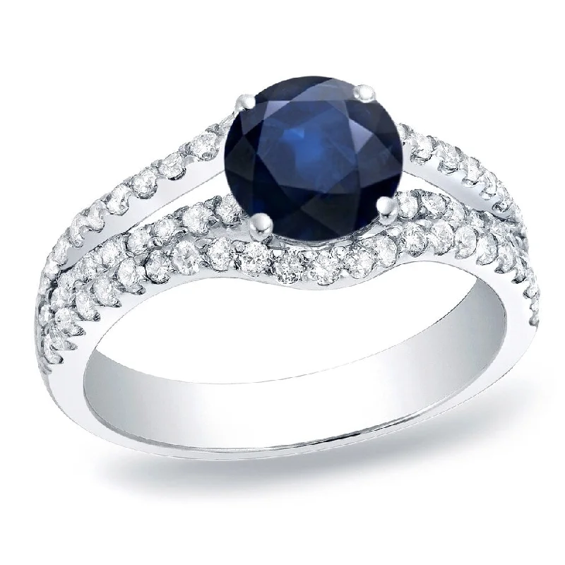 Iolite Gemstone Rings in 10K Gold with a Twisted Band for a Distinctive and Stylish AccessoryPlatinum Round 1/2ct Blue Sapphire and 5/8ct TDW Diamond Engagement Ring by Auriya (H-I, SI1-SI2)