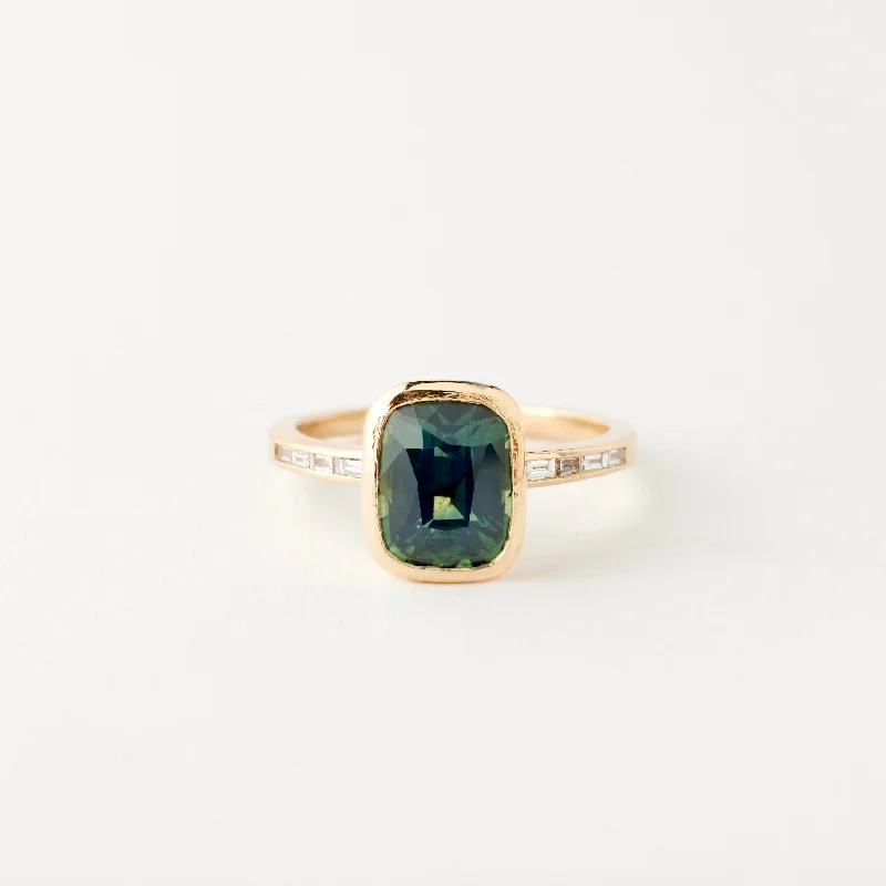 Heart - Shaped Engagement Rings in 14K Pink Gold for a Romantic ProposalPresley Ring - 2.62 Carat Green Teal Cushion Sapphire