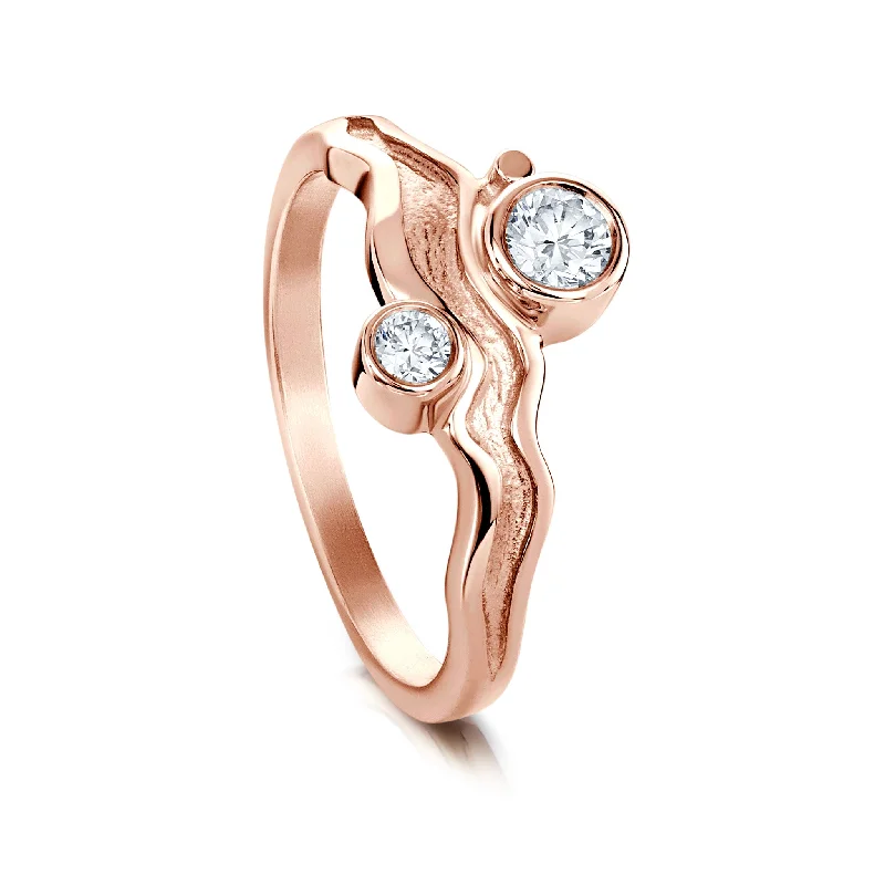 Signature - Design Engagement Rings with a Brand - Exclusive Pattern and Premium DiamondsRiver Ripples 9ct Rose Gold Ring with 3.9mm & 3mm Diamonds