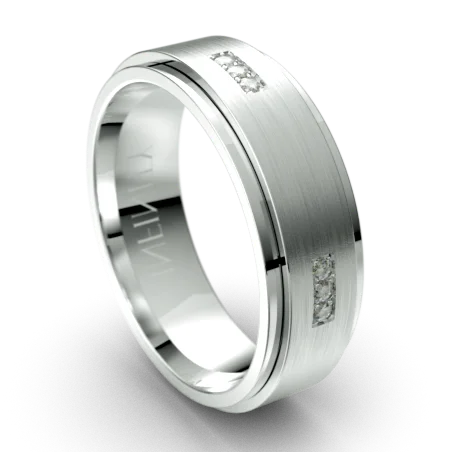 Two - Tone Gold and Silver Wedding Bands with a Twist Design for a Contemporary and Eye - Catching StyleSpinning Men's Diamond White Gold Wedding Ring (IN1306D)