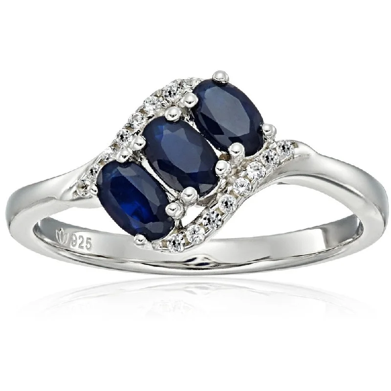 Alexandrite Gemstone Rings in Platinum with a Hidden Halo for a Rare and Luxurious PieceSter Silver Blue Sapphire, Created White Sapphire 3-stone Ring, Sz 7