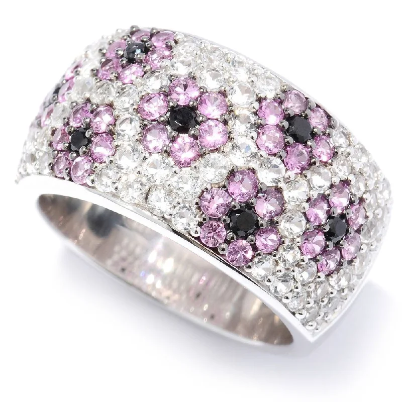 Tourmaline Gemstone Rings in 18K Two - Tone Gold with a Floral - Shaped Setting for a Feminine TouchSterling Silver 2.56ctw White Topaz, Spinel & Pink Sapphire Ring