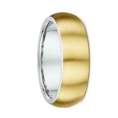 Matte - Black Ceramic Wedding Bands with a Polished Edge for a Sleek and Modern AppearanceYellow Gold Men's Wedding Ring  White Gold Inlay - Ultra Deluxe Thickness (1894000)