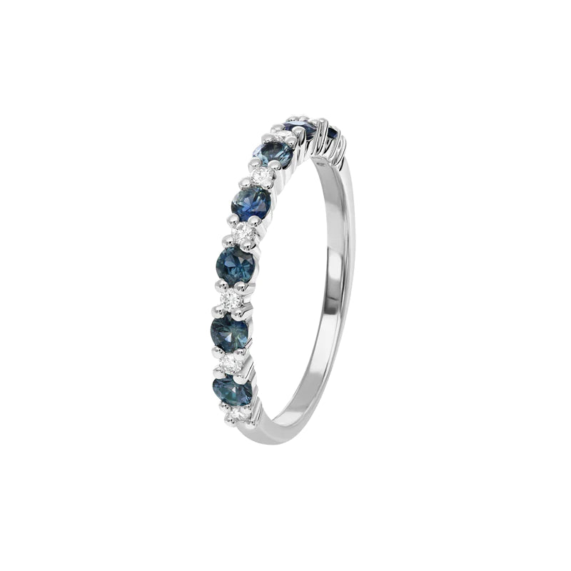 18ct White Gold with Teal Sapphires