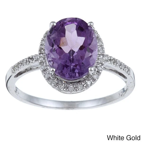 Topaz Gemstone Rings in 10K Gold with a Channel - Set Design for a Contemporary and Durable OptionViducci 10k Gold Amethyst and 1/10ct TDW Diamond Ring (G-H, I1-I2)