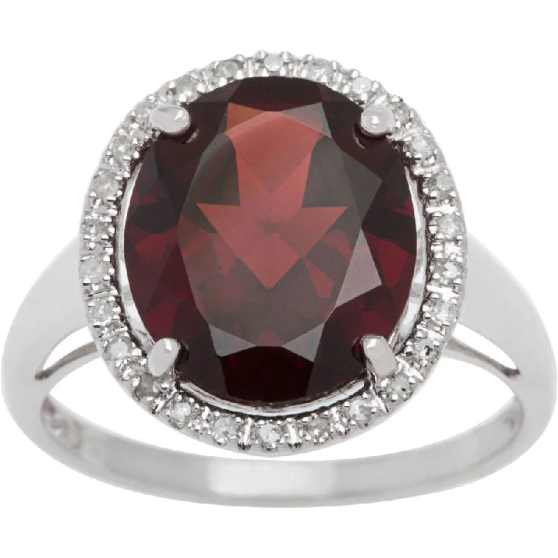 Tourmaline Gemstone Rings in 18K Two - Tone Gold with a Floral - Shaped Setting for a Feminine TouchViducci 10k Gold Oval Garnet and 1/6ct TDW Diamond Halo Ring (G-H, I1-I2)