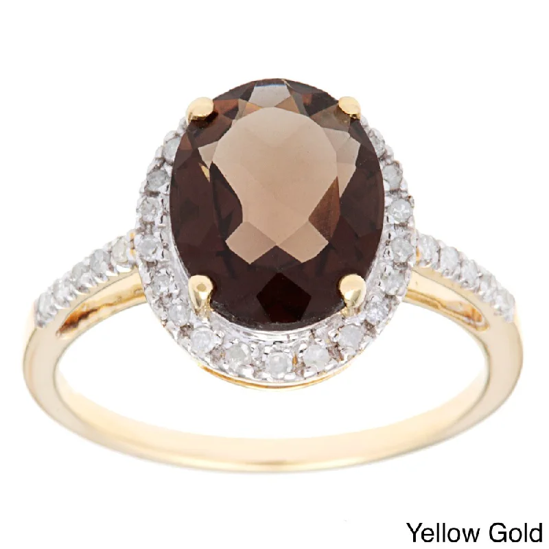 Ruby Gemstone Rings in 14K Yellow Gold with a Solitaire Setting for a Classic and Bold StatementViducci 10k Gold Smokey Quartz and 1/10 TDW Diamond Ring (G-H, I1-I2) - Smokey Quartz - Smokey Quartz