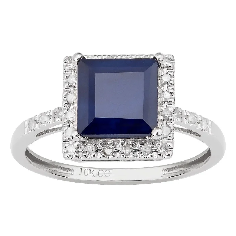 Tanzanite Gemstone Rings in 10K Gold with a Trilogy Design for a Sophisticated GiftViducci 10k White Gold Genuine Princess-cut Sapphire and Diamond Ring