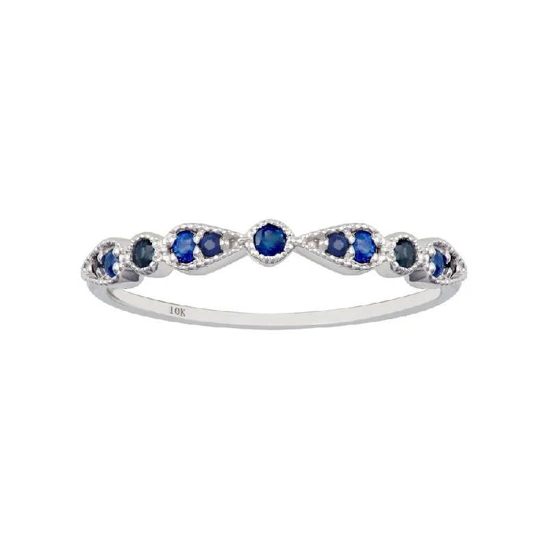 Tourmaline Gemstone Rings in 18K Two - Tone Gold with a Floral - Shaped Setting for a Feminine TouchViducci 10k White Gold Genuine Round Sapphire Stackable Band