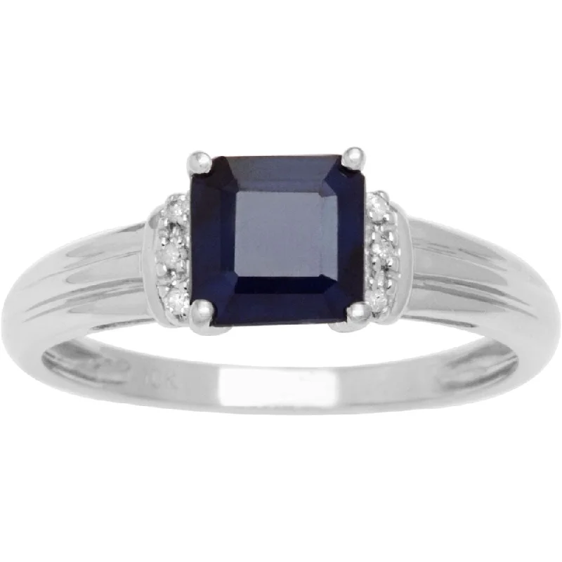 Jasper Gemstone Rings in 18K Gold Vermeil with a Matte Finish for a Subtle and Elegant LookViducci 10k White Gold Genuine Sapphire and Diamond 1/8 TDW Accent Ring