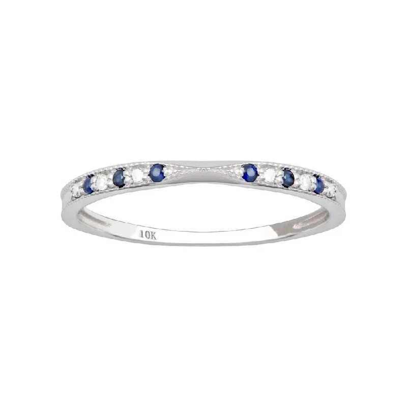 Iolite Gemstone Rings in 10K Gold with a Twisted Band for a Distinctive and Stylish AccessoryViducci 10k White Gold Vintage Style Sapphire and Diamond Stackable Band