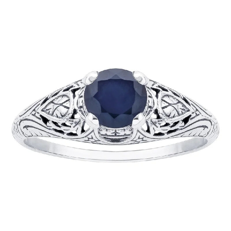 Alexandrite Gemstone Rings in Platinum with a Hidden Halo for a Rare and Luxurious PieceViducci 10k White Gold Vintage Style Sapphire Scroll Ring