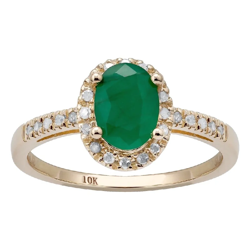 Jasper Gemstone Rings in 18K Gold Vermeil with a Matte Finish for a Subtle and Elegant LookViducci 10k Yellow Gold Emerald and 1/8ct Diamond Halo Ring (G-H, I1-I2)