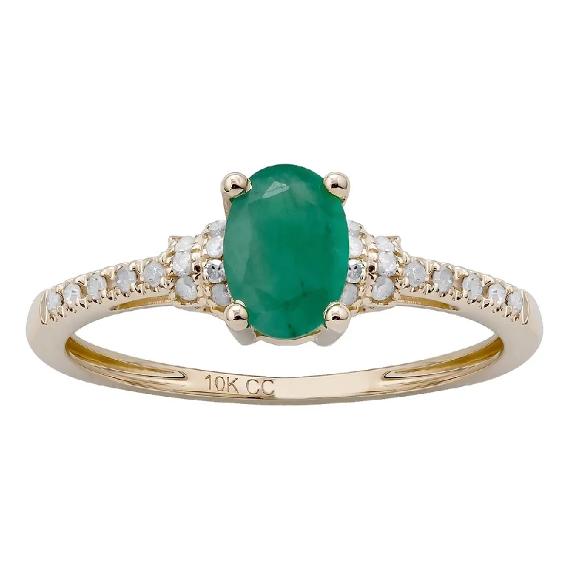 Ruby Gemstone Rings in 14K Yellow Gold with a Solitaire Setting for a Classic and Bold StatementViducci 10k Yellow Gold Oval Emerald and 1/8ct Diamond Ring (G-H, I1-I2)