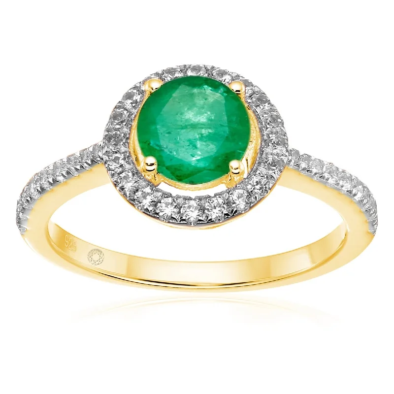 Ruby Gemstone Rings in 14K Yellow Gold with a Solitaire Setting for a Classic and Bold StatementYellow Over Sterling Silver Sakota Emerald and Created White Sapphire Ring