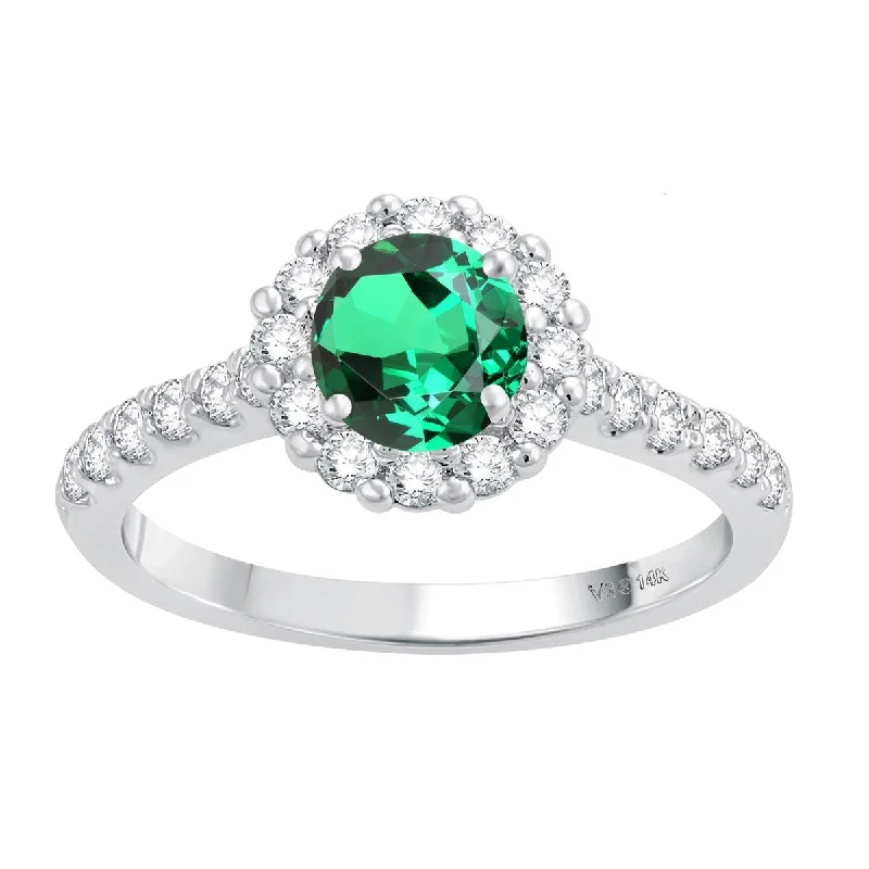 Topaz Gemstone Rings in 10K Gold with a Channel - Set Design for a Contemporary and Durable Option1.35ct Emerald and White Diamond Halo Ring in White Gold