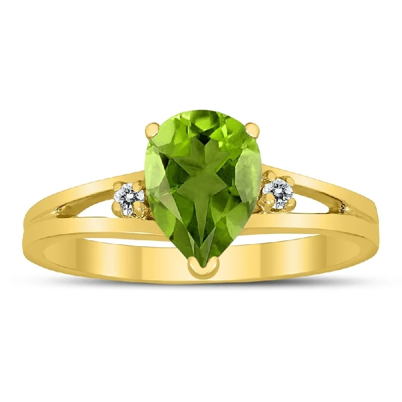 Turquoise Gemstone Rings in 925 Silver with a Southwestern - Inspired Design for a Rustic Charm8X6MM Peridot and Diamond Pear Shaped Open Three Stone Ring in 10K Yellow Gold