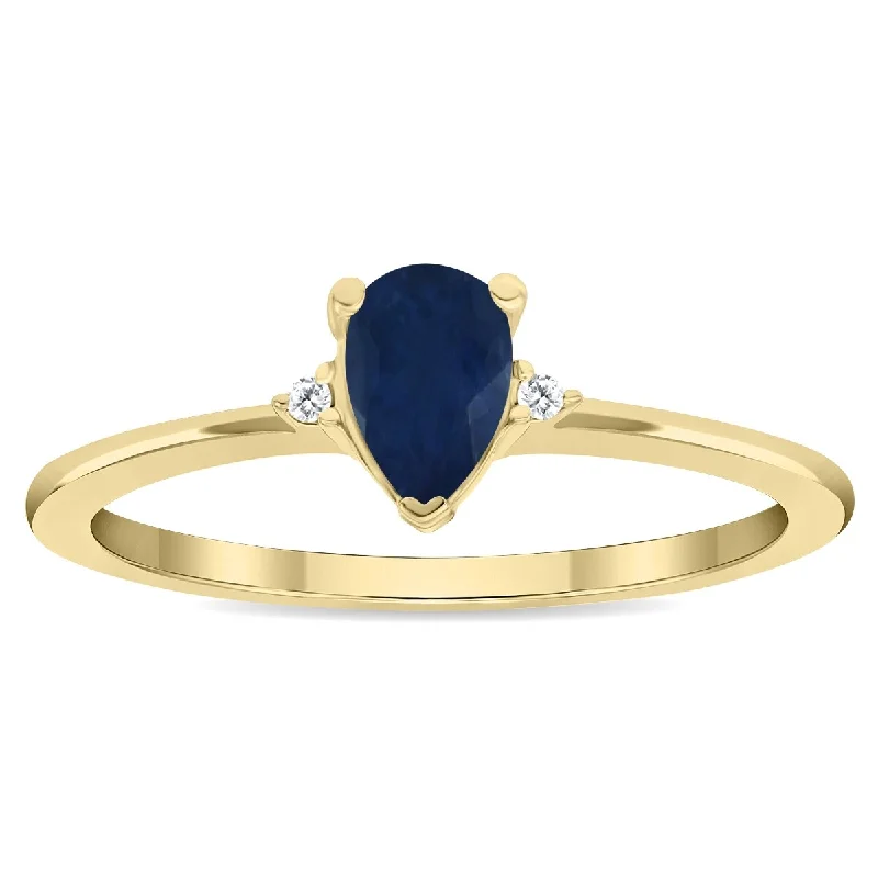 Tourmaline Gemstone Rings in 18K Two - Tone Gold with a Floral - Shaped Setting for a Feminine TouchWomen's Pear Shaped Sapphire and Diamond Classic Band in 10K Yellow Gold