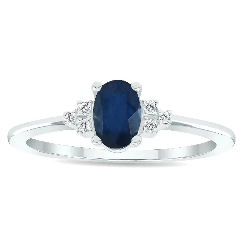 Topaz Gemstone Rings in 10K Gold with a Channel - Set Design for a Contemporary and Durable OptionWomen's Sapphire and Diamond Half Moon Ring in 10K White Gold