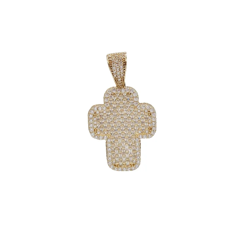 Pave - Set Cubic Zirconia Crown Pendant Necklace for Little Princess - Themed Birthday PartiesBaguette Iced-Out Cross Pendant (14K)