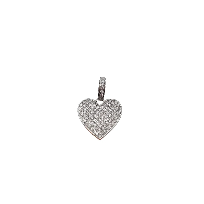 Double - Sided Pendant Necklace with a Photo Insert for Memory - KeepersCubic Zirconia Heart Pendant (Silver)