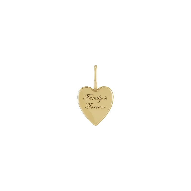 Statement - Making Large - Gemstone - Studded Geometric Pendant Necklace for Evening Parties"Family is Forever" Engraved Heart Pendant