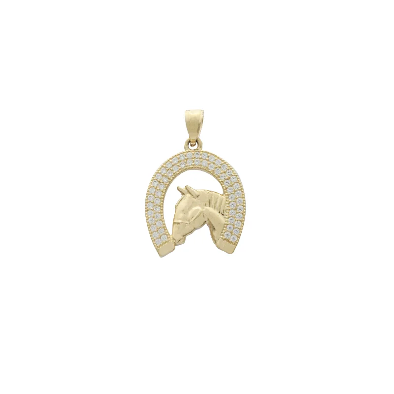 Iced-Out Horseshoe Pendant (14K)