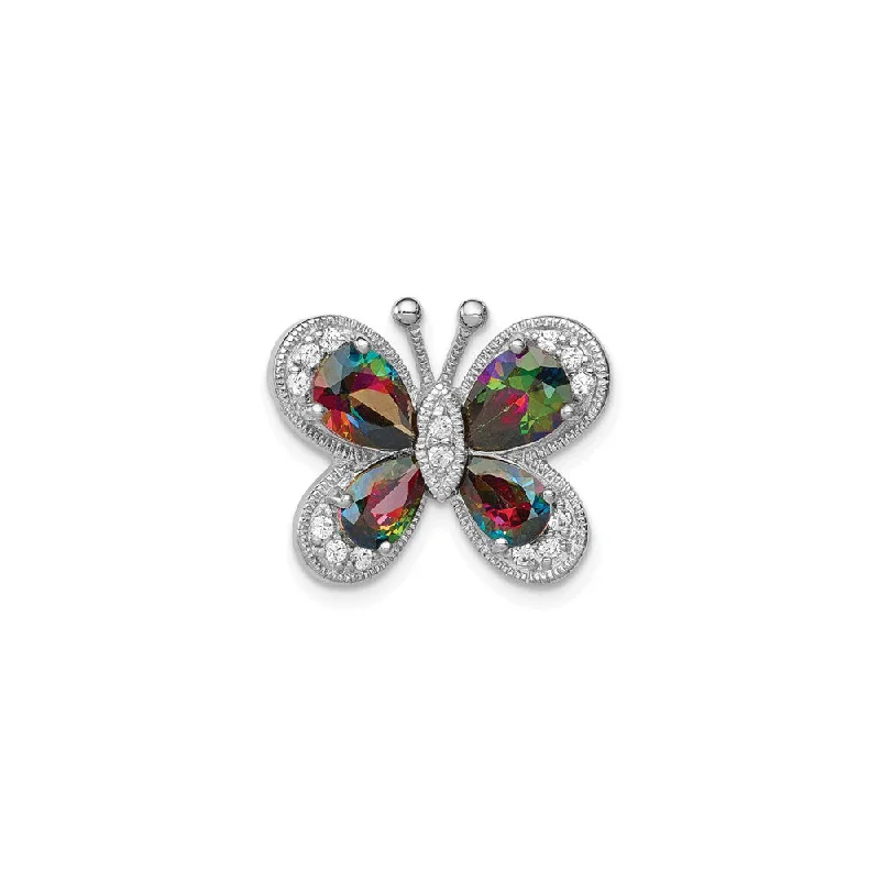 Mystic Fire Butterfly Pendant (Silver)