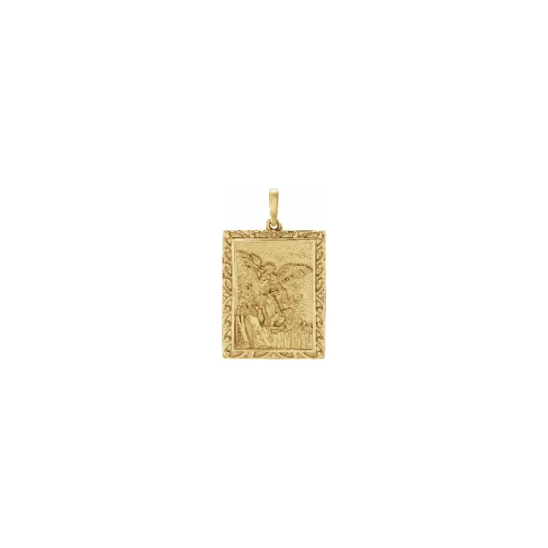 Vintage - Reproduction Cameo Pendant Necklace in Brass for Retro - Style LoversSaint Michael Adorned Rectangular Medal