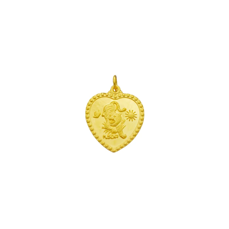 Zodiac Sign Pendant Necklace in Rose Gold for Astrology Enthusiasts[幸福] Tiger Zodiac Sign Good Luck & Happiness Heart Pendant (24K)