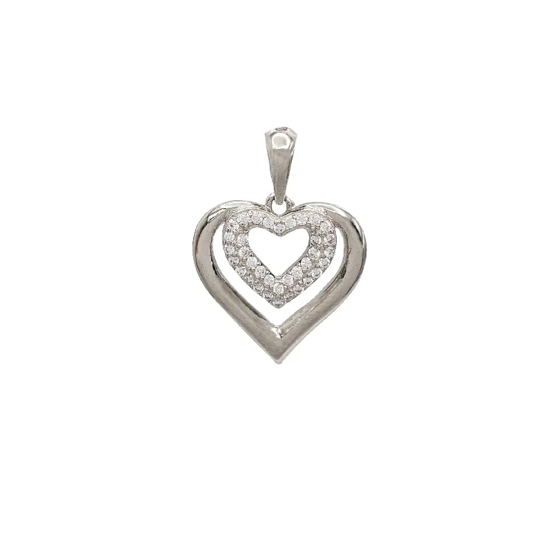 Dainty Gold - Plated Angel Wing Pendant Necklace for Sensitive Skin OwnersZirconia Double Heart Pendant (Silver)